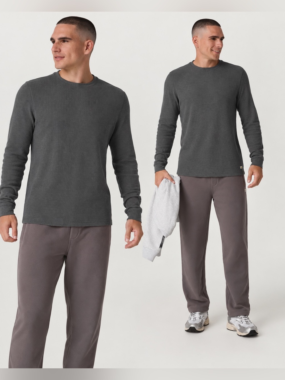 Vuori Waffle Crew Thermal Long Sleeve Shirt XL Charcoal Gray Minimalist V176
